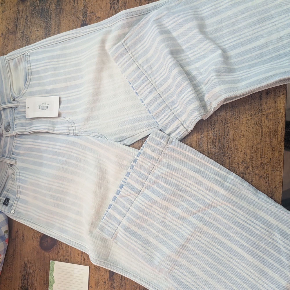 Striped Light Blue and White Jeans